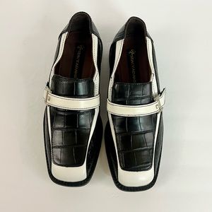 Stacy Adams Black & White Croc Print Leather Slip On Mens Oxfords Size 4.5